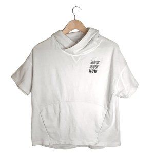 Fabletics Terry Cloth Hoodie Short Sleeve White NOW NOW NOW Graphic Size XS